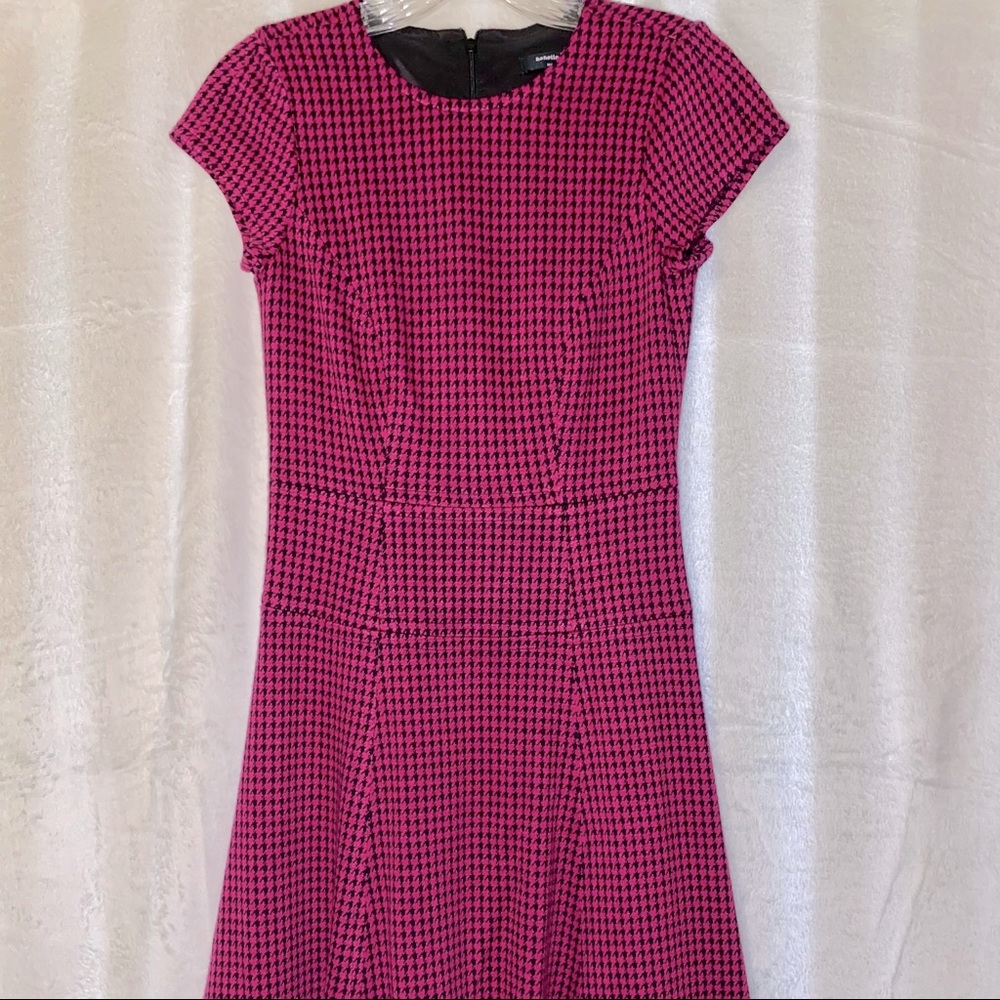 Pink Houndstooth Work Dress